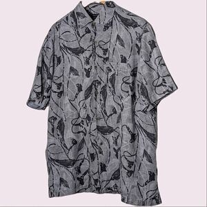 ZegnaSport Grey Black Linen shirt Sleeve Button Down Shirt size L